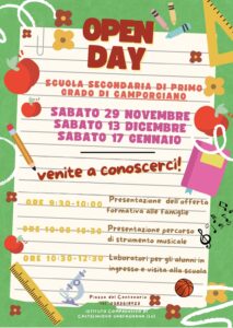 Date dei giorni in cui la scuola accoglie i bimbi delle quinte primarie